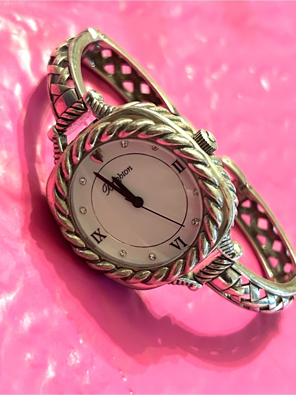 Brighton women's bracelet watch featuring a decorative rope-edge bezel